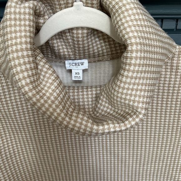 J. Crew Women's Size XS Funnel Neck Fleece Lined Sweater Taupe Cream - Picture 4 of 6